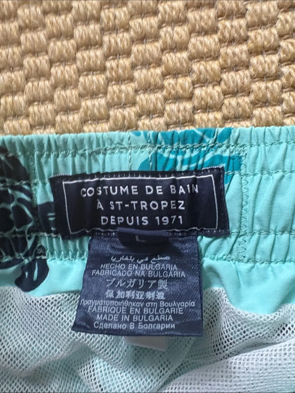 Vilebrequin Aqua Turtle Print Mens Swim Trunks